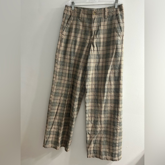 American eagle super high rise baggy wide leg plaid pants trousers - Picture 8 of 10
